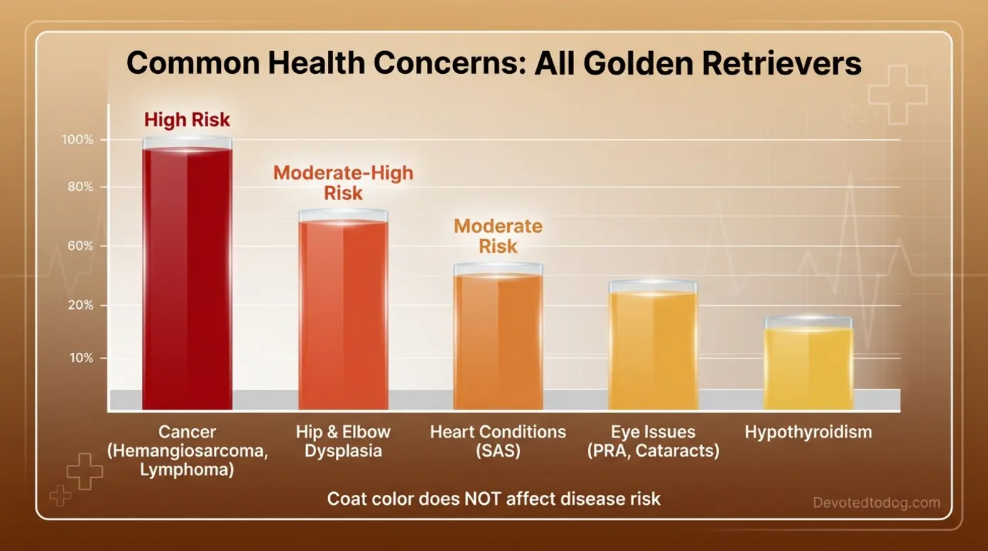 Bar chart showing five major health concerns affecting all Golden Retrievers
