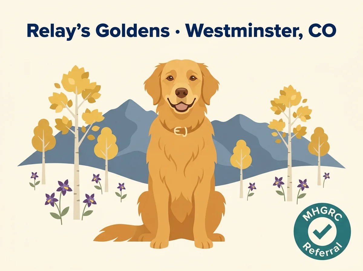Relay's Goldens editorial profile card showing tier rating, Westminster Colorado Denver Metro location, and MHGRC referral list credential
