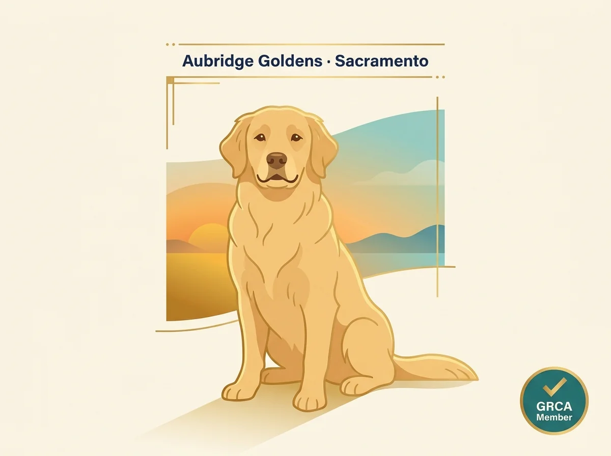 Editorial illustration of Aubridge Goldens, Sacramento, California.