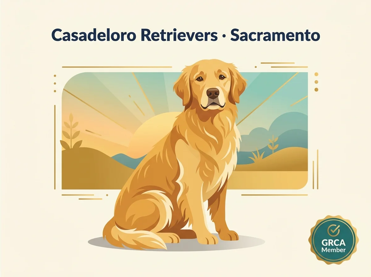 Editorial illustration of Casadeloro Retrievers, Sacramento, California.