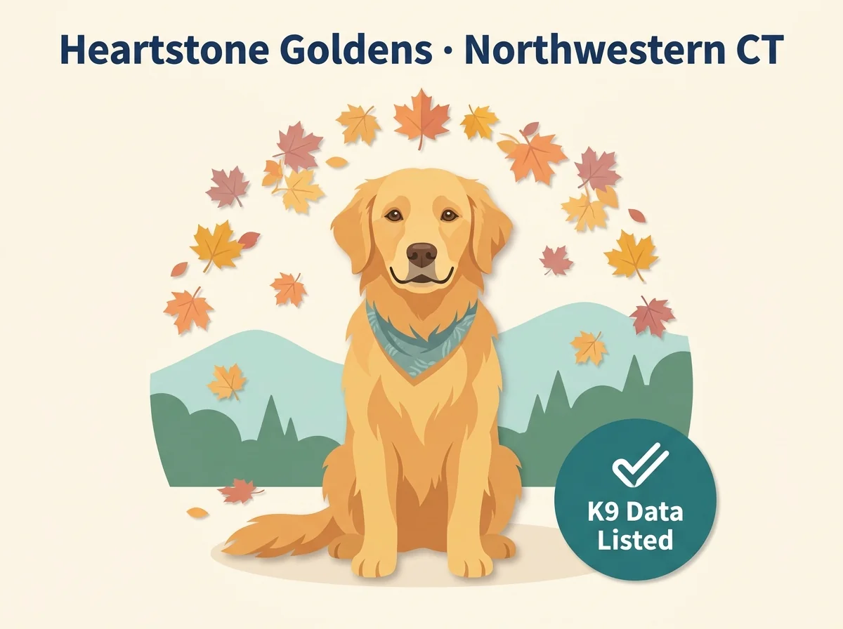 Editorial illustration of Heartstone Goldens, Northwestern Connecticut.