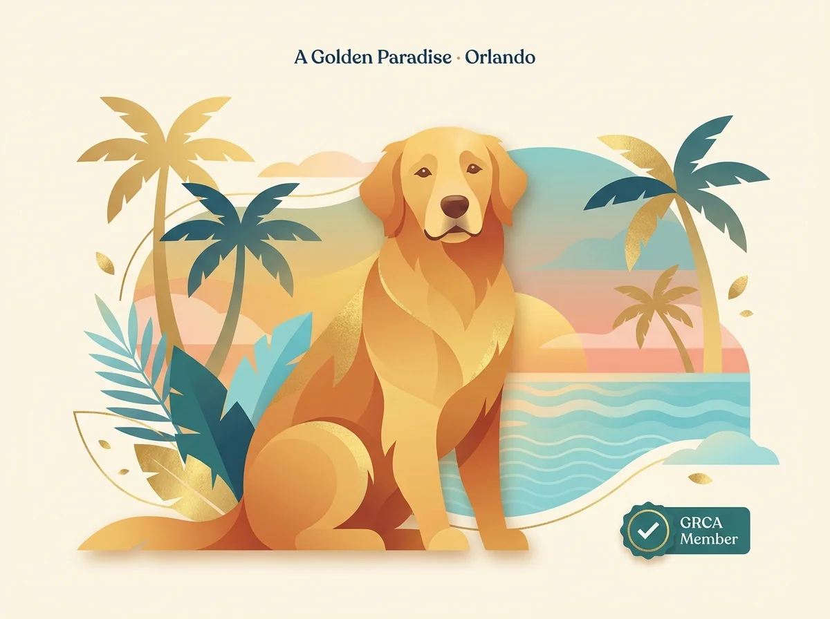 Editorial illustration representing A Golden Paradise in Orlando, Florida