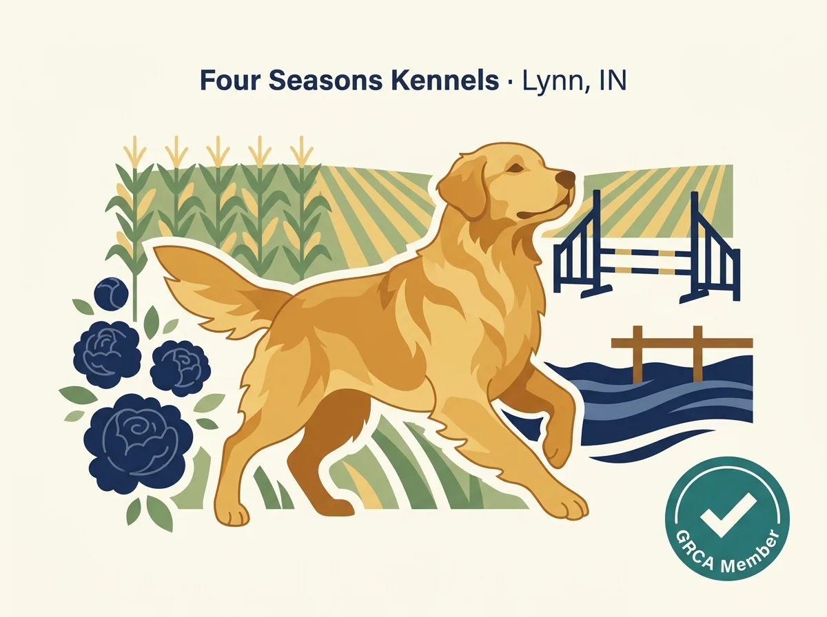 Four Seasons Kennels editorial profile card showing tier rating, location, and key credentials