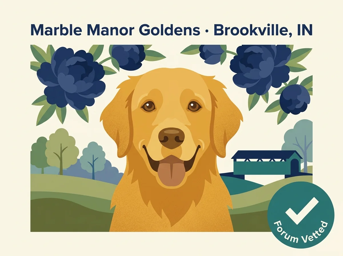 Marble Manor Goldens editorial profile card showing tier rating, location, and key credentials