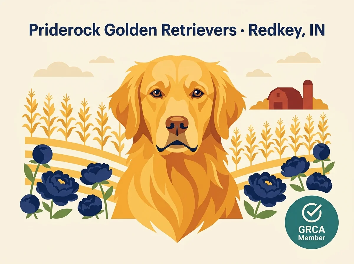 Priderock Golden Retrievers editorial profile card showing tier rating, location, and key credentials