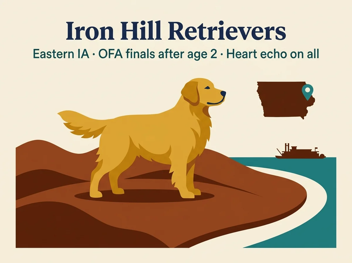 Iron Hill Retrievers editorial profile card showing tier rating, Eastern Iowa location, and key credentials