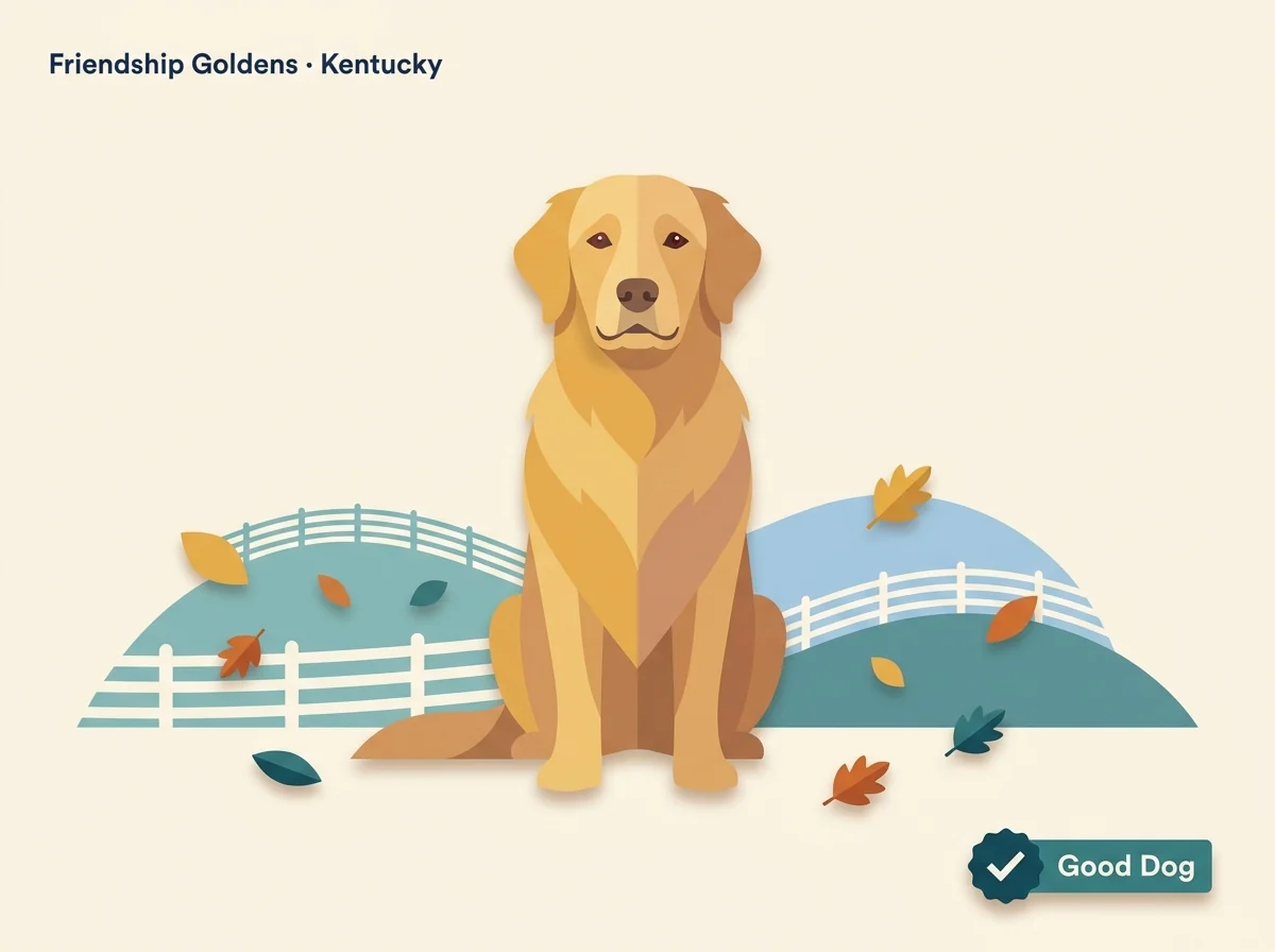 Editorial illustration of a golden retriever for Friendship Goldens in Kentucky