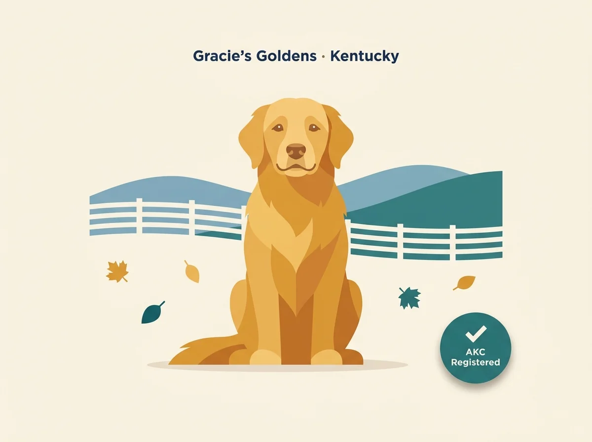 Editorial illustration of a golden retriever for Gracie's Goldens in Kentucky