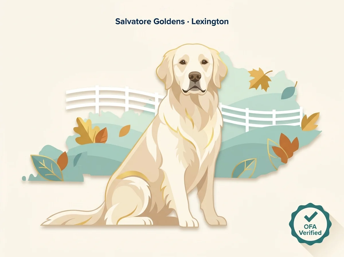 Editorial illustration of a golden retriever for Salvatore Goldens in Lexington Kentucky