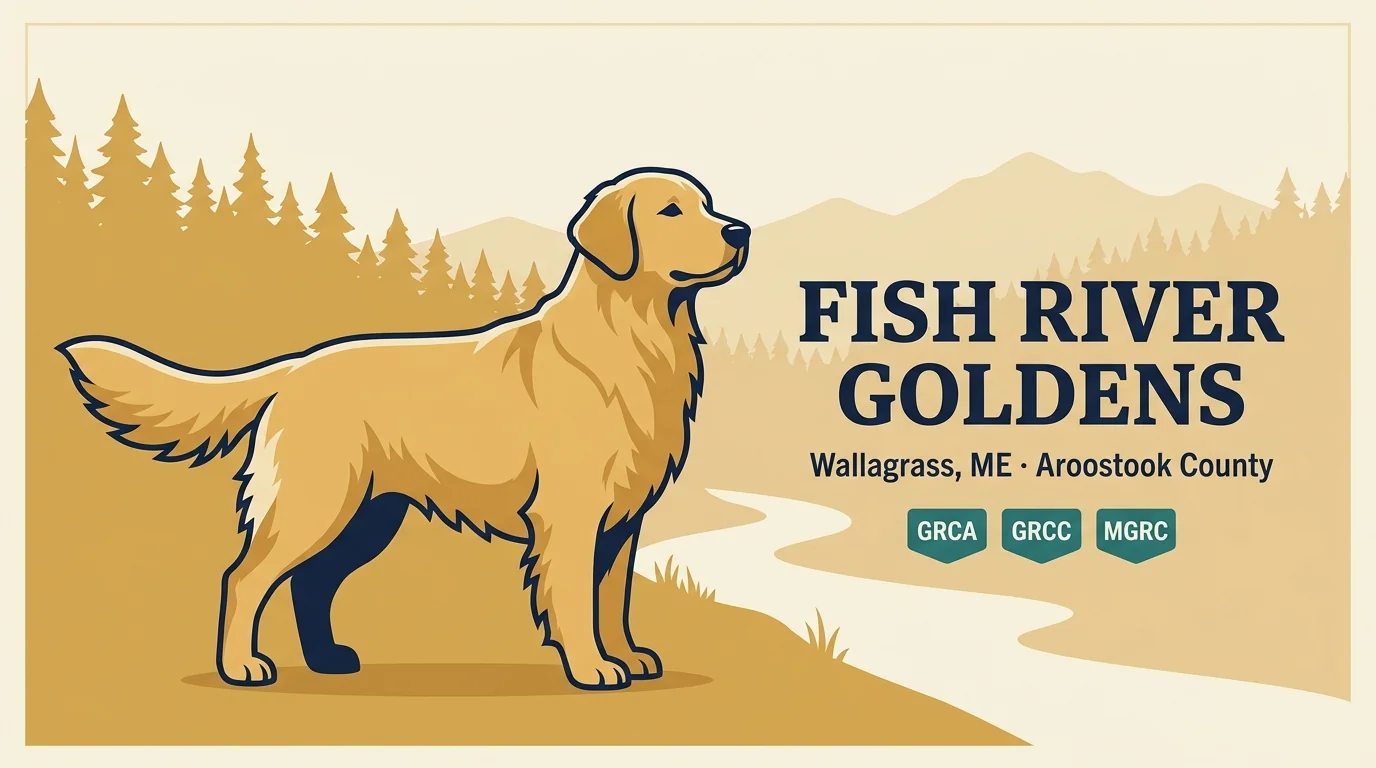 Fish River Goldens editorial profile card for the Wallagrass, Maine Aroostook County program.