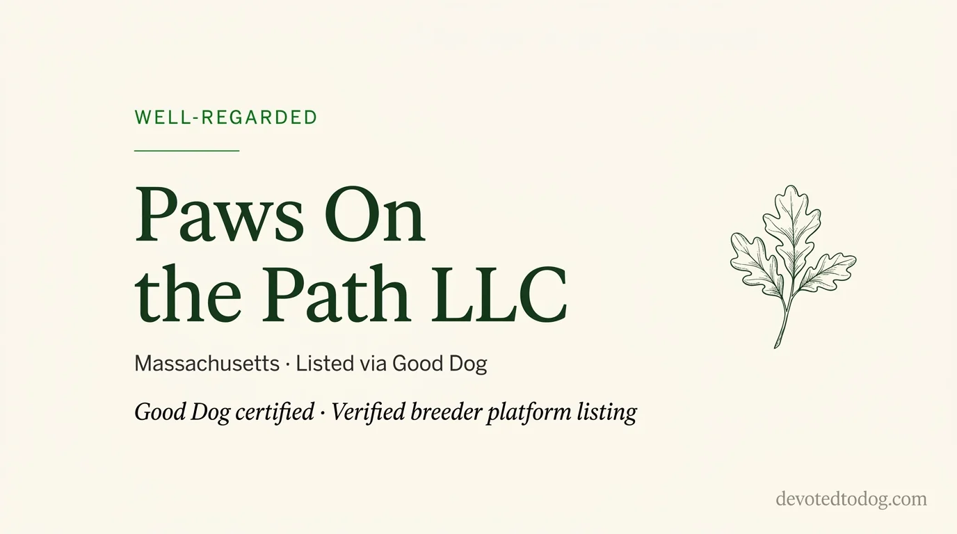 Paws On the Path LLC editorial profile card showing tier rating, location, and key credentials