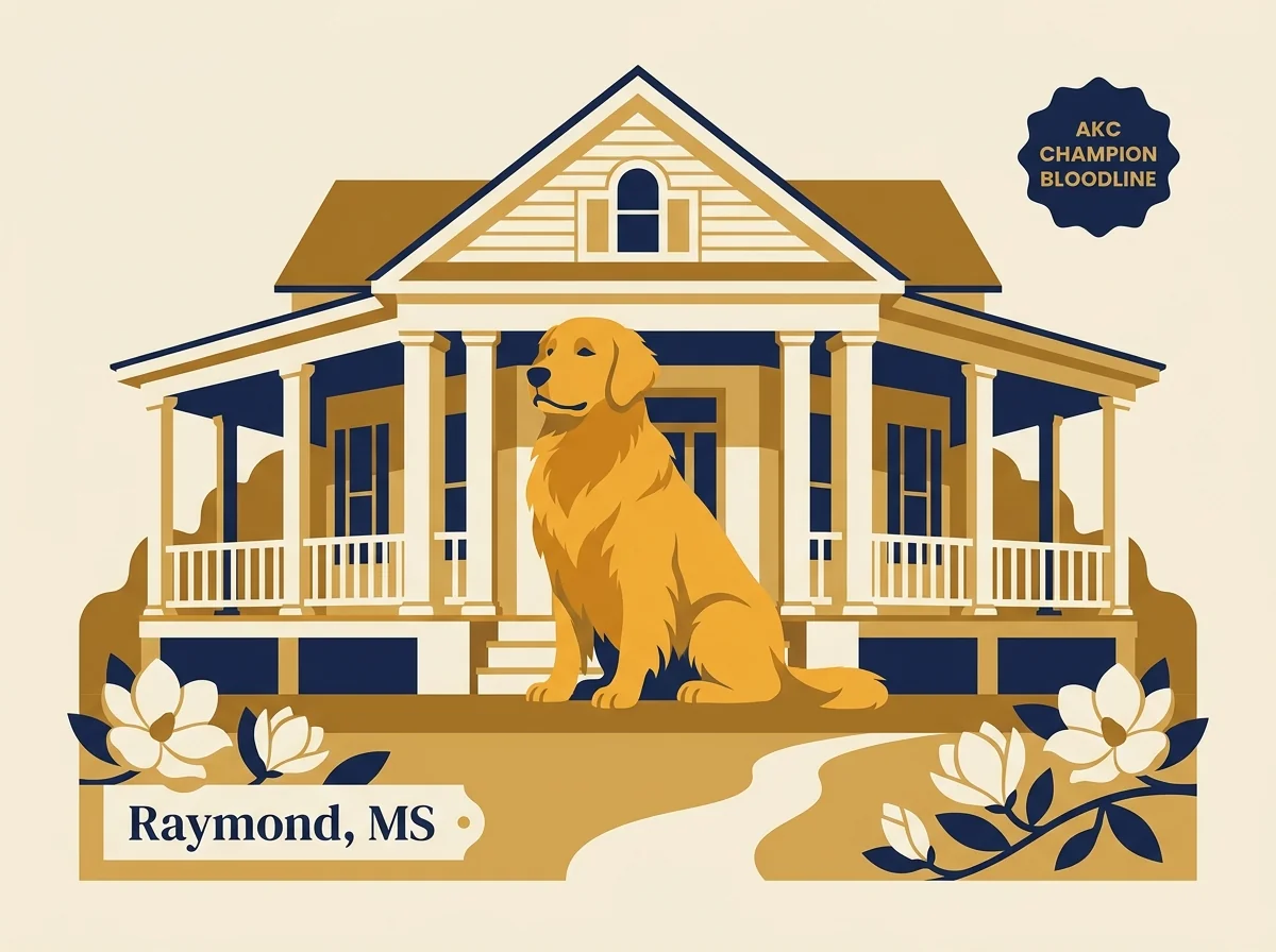 Mary Herring editorial profile card showing AKC Champion Bloodline badge with Raymond Hinds County Jackson metro southwest Mississippi location.