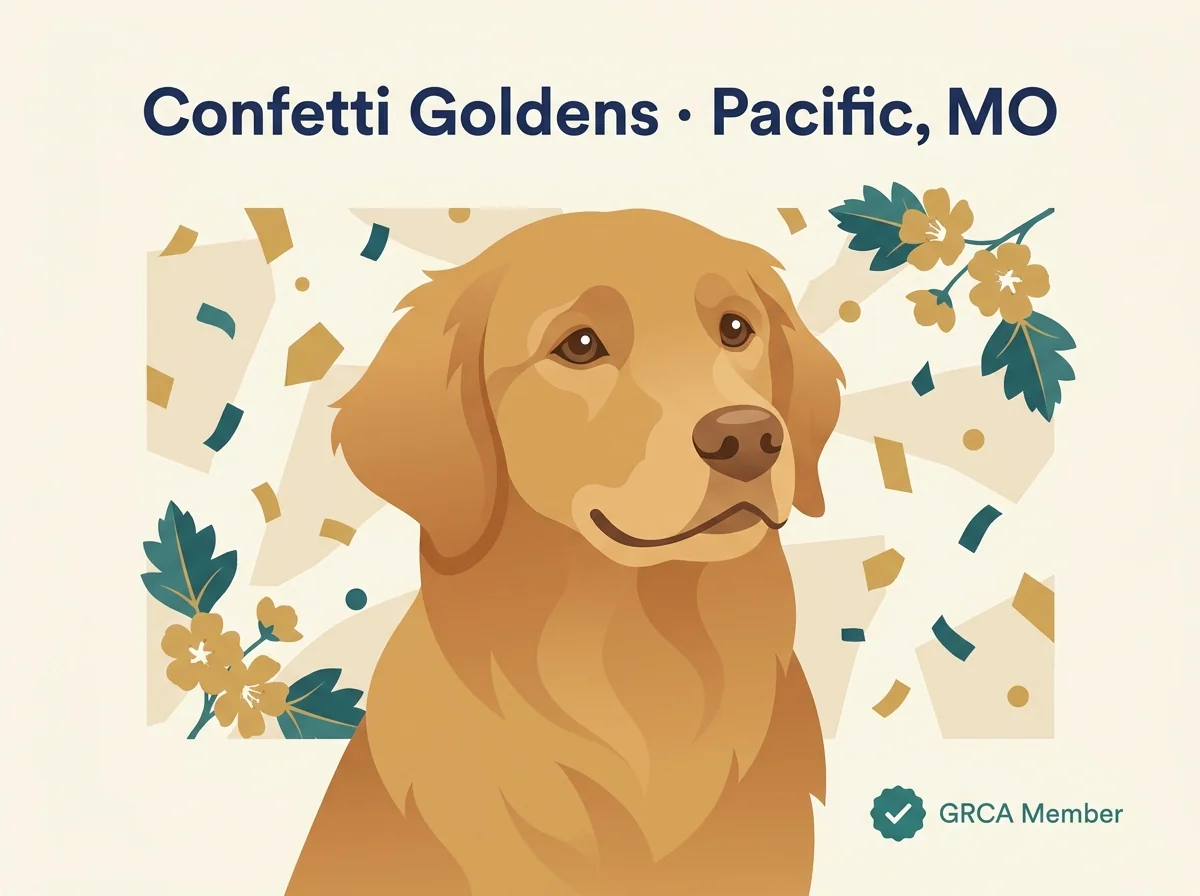 Confetti Goldens editorial profile illustration.