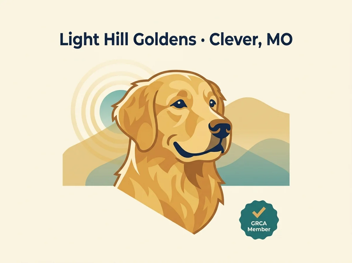 Light Hill Goldens editorial profile illustration.