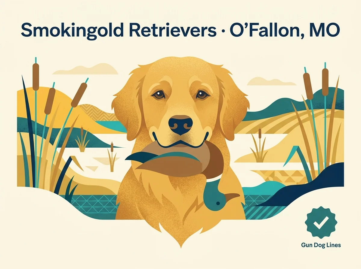 Smokingold Retrievers editorial profile illustration.