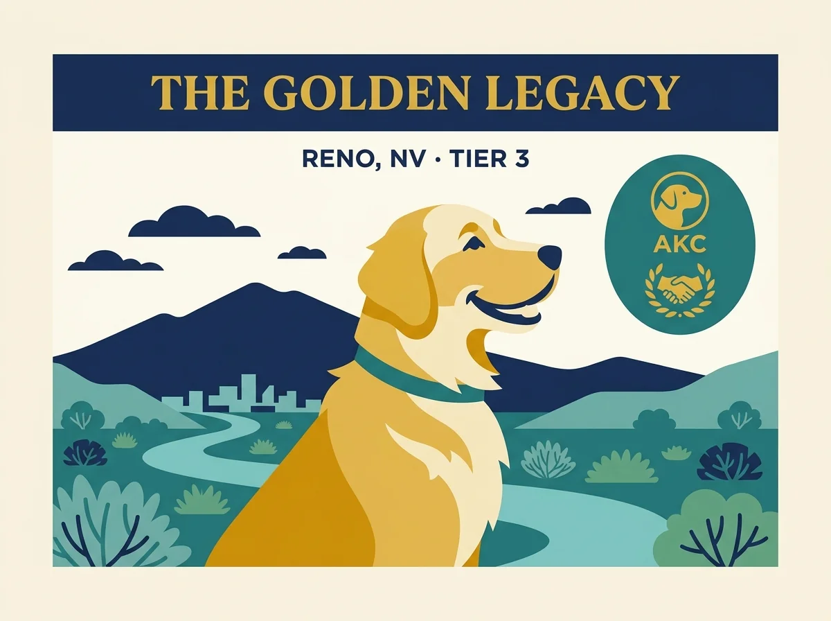 The Golden Legacy editorial profile card showing tier rating and Reno Nevada location.
