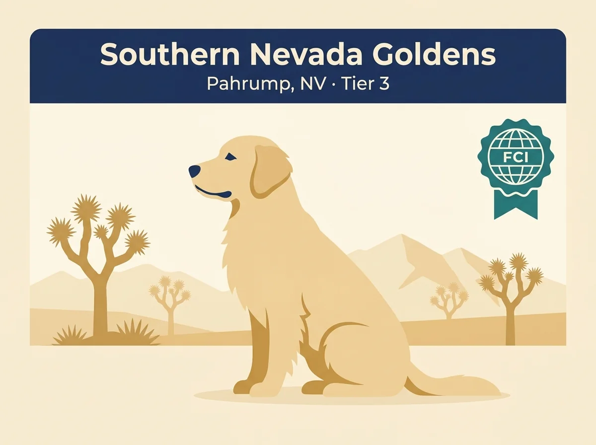 Southern Nevada Goldens editorial profile card showing tier rating and Pahrump Nevada location.