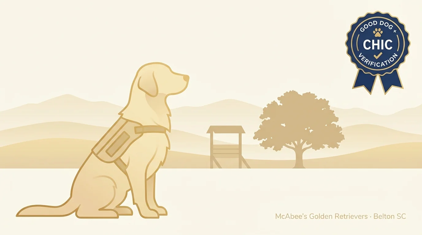 McAbee's Golden Retrievers editorial profile card showing tier rating, location, and key credentials.