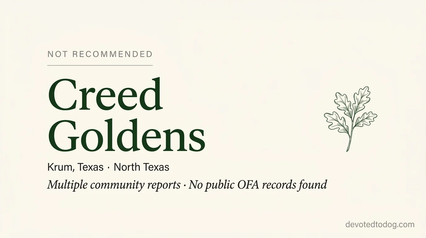Creed Goldens editorial profile card showing tier rating, location, and key credentials