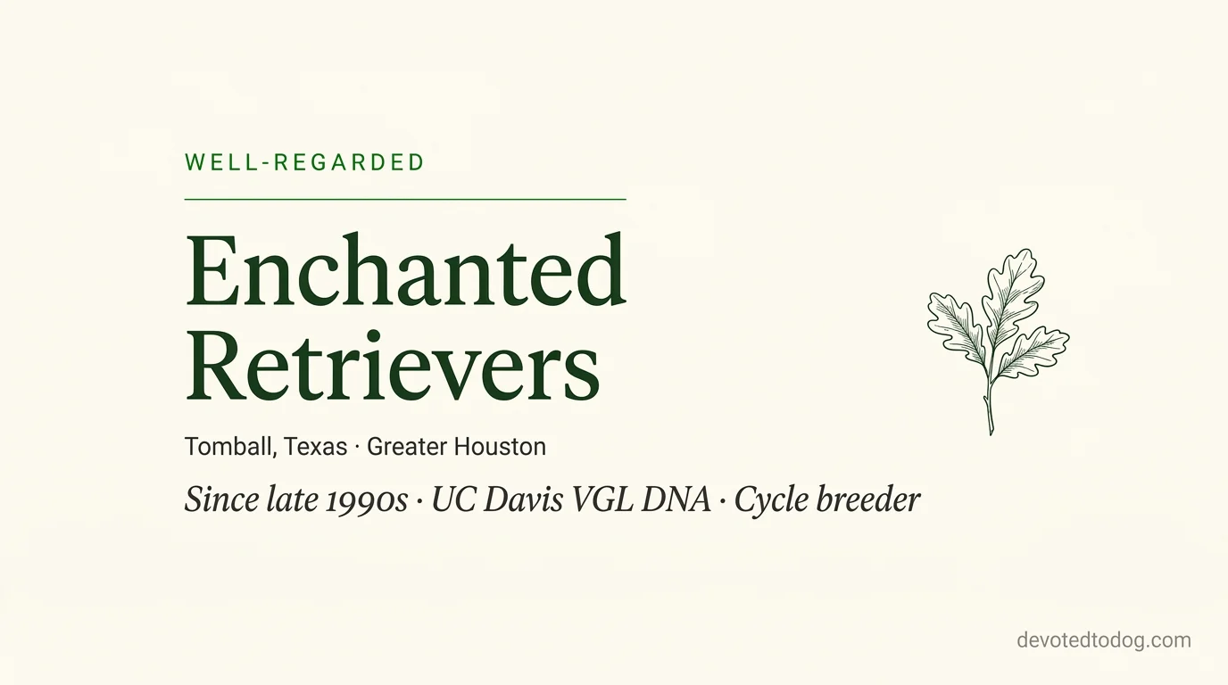 Enchanted Retrievers editorial profile card showing tier rating, location, and key credentials