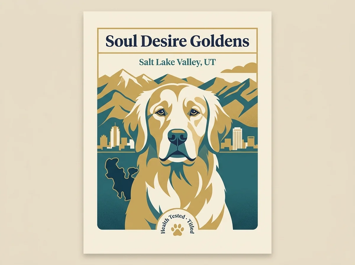 Soul Desire Golden Retrievers editorial profile card showing tier rating, Salt Lake Valley Utah location, and key credentials