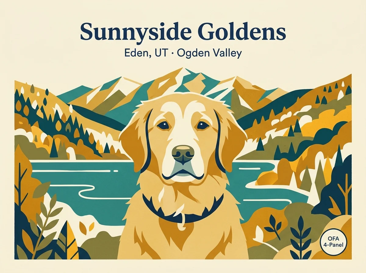 Sunnyside Goldens editorial profile card showing tier rating, Eden Utah location in the Ogden Valley, and key credentials