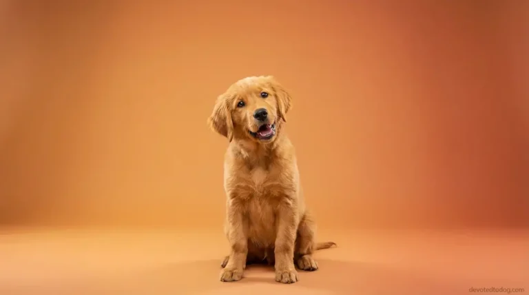 Golden Retriever puppy teeth growth and development — four-month-old puppy showing baby teeth