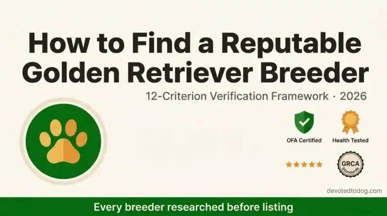 Editorial header image: How to Find a Reputable Golden Retriever Breeder — 12-Criterion Verification Framework 2026