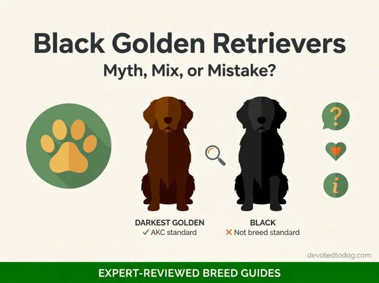 Black golden retriever myth comparison showing darkest standard golden vs solid black breed