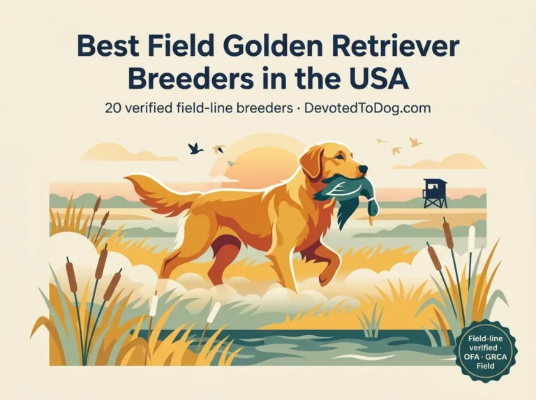Hero illustration: best field golden retriever breeders in the USA