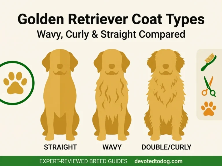 Golden Retriever coat types showing straight wavy and curly double-coat texture variations