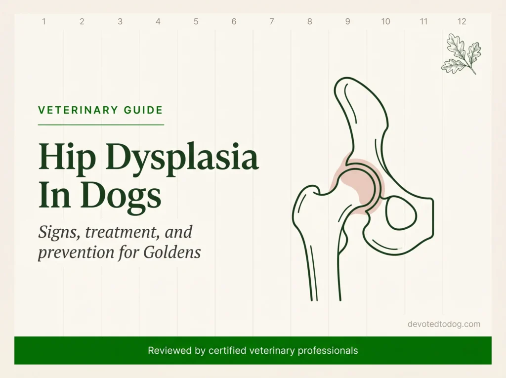 Hip dysplasia in dogs editorial guide hero, anatomical hip joint diagram with veterinary review
