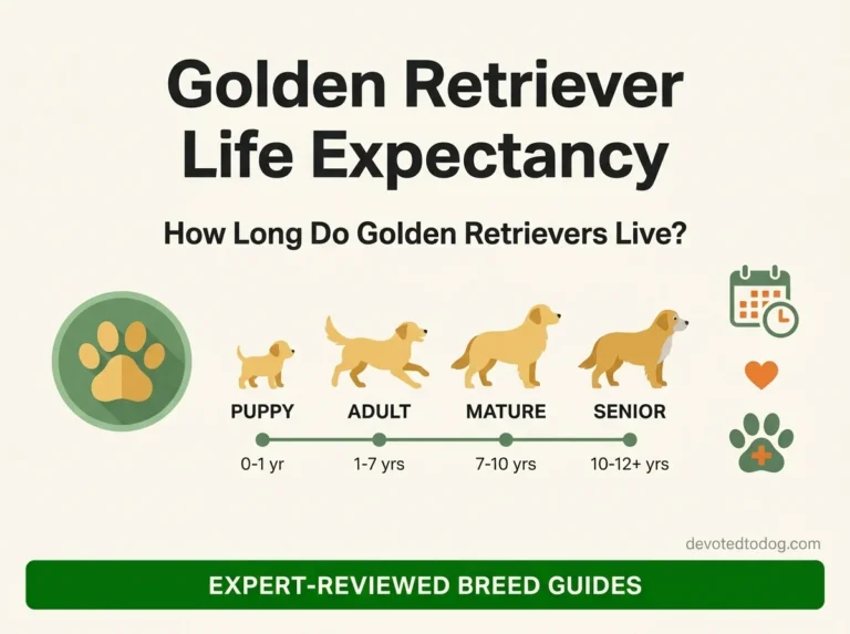 Golden Retriever life expectancy timeline showing puppy adult mature and senior life stages with average ages