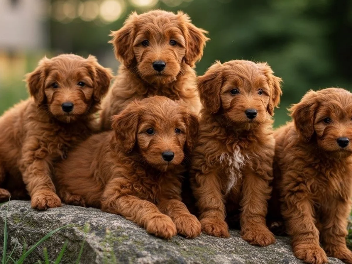 Red Goldendoodle puppy from Sunshine Acres in Wolcott, IN