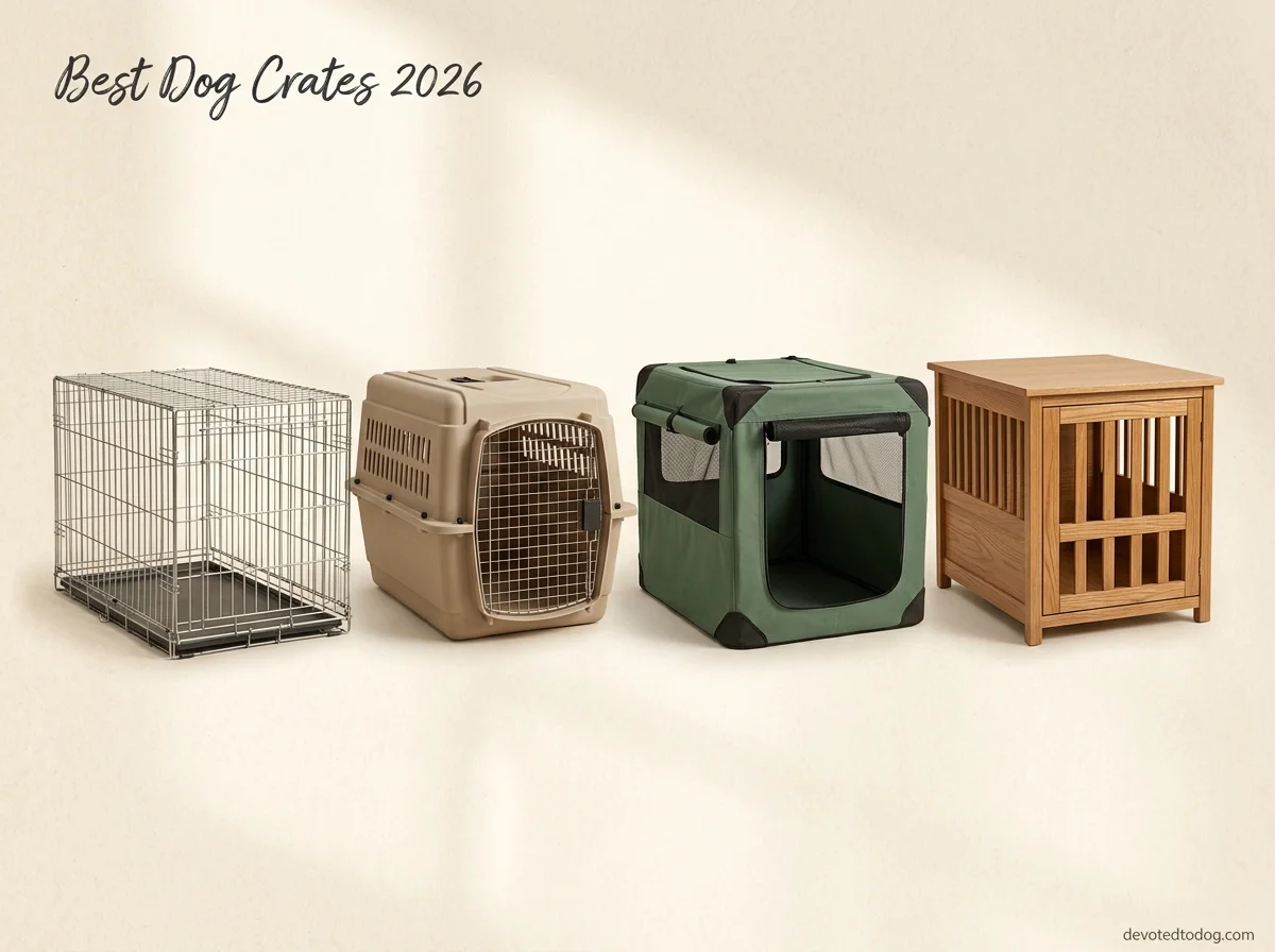 Best Dog Crates 2026: 4 distinct crate types side-by-side comparison hero image