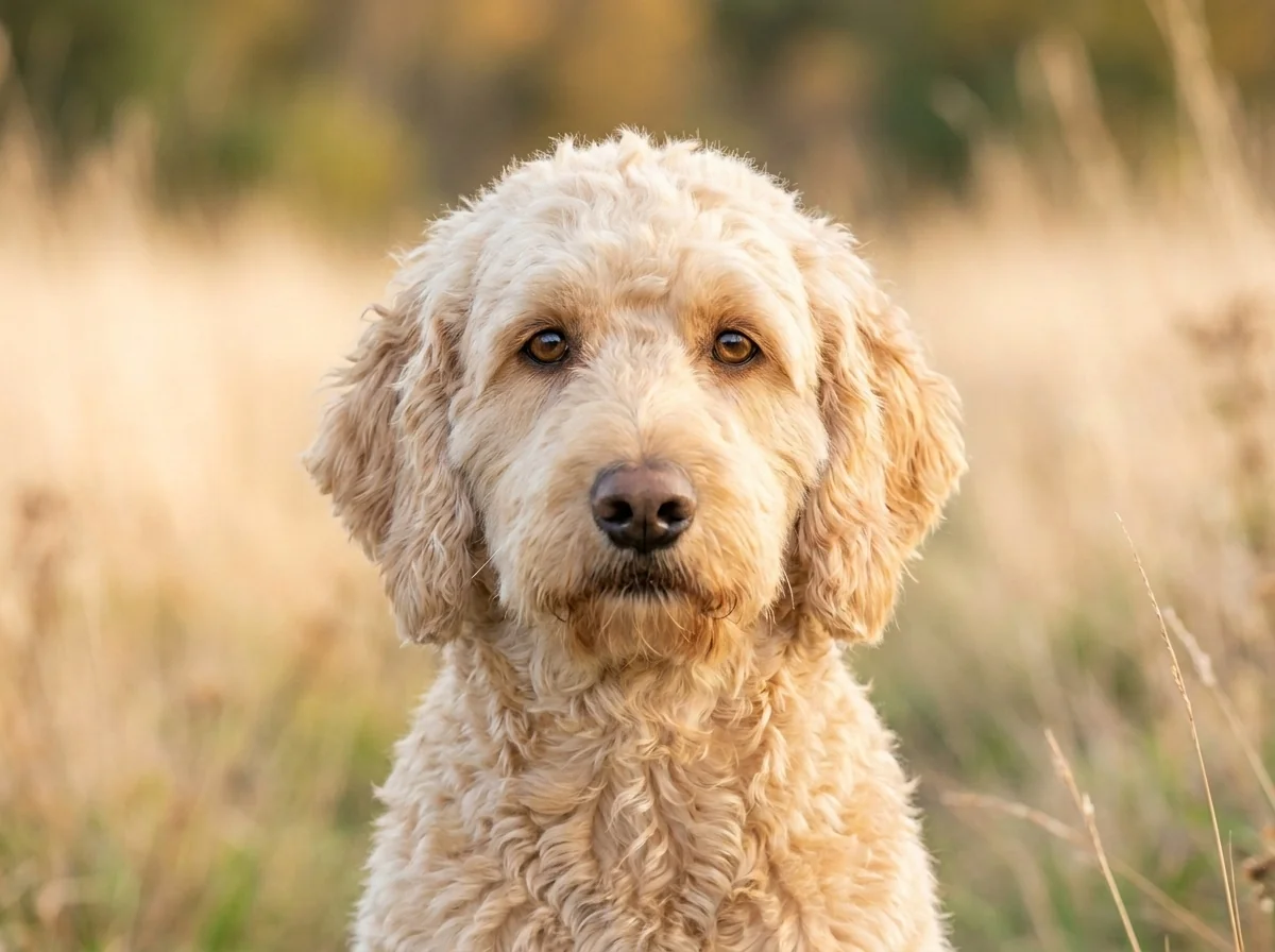 Goldendoodle — adult curly coat portrait