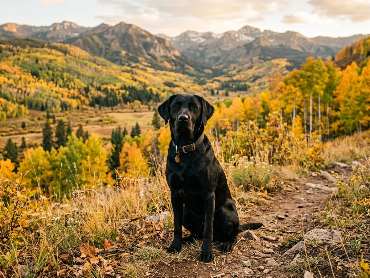 British-style Labrador retriever in a Colorado Western Slope mountain valley representing Boulder Flat British Labradors