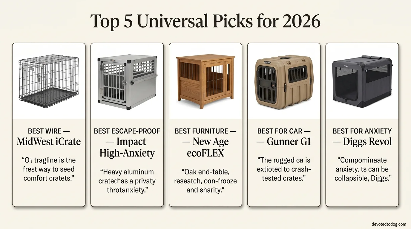 Top 5 universal dog crate picks for 2026 across categories