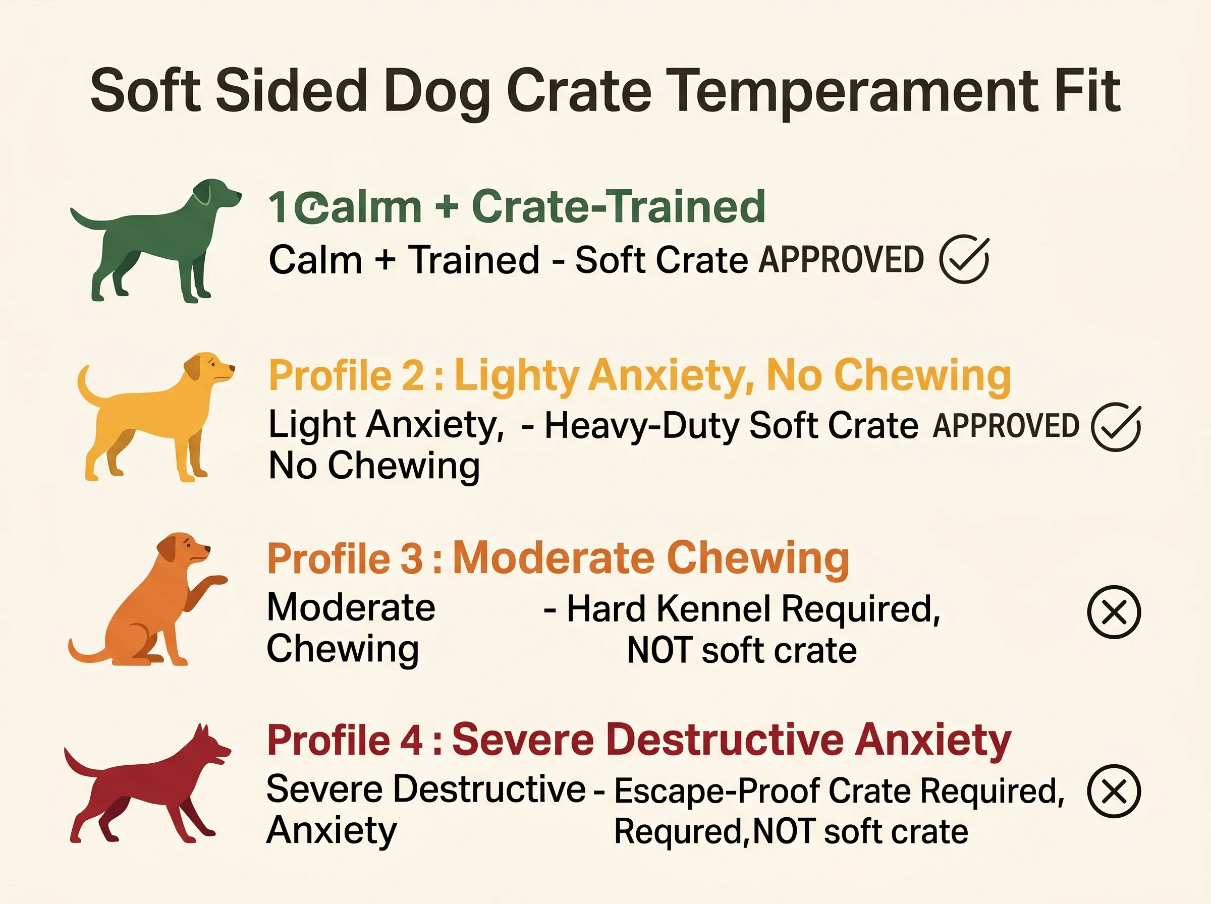 Soft sided dog crate temperament fit chart