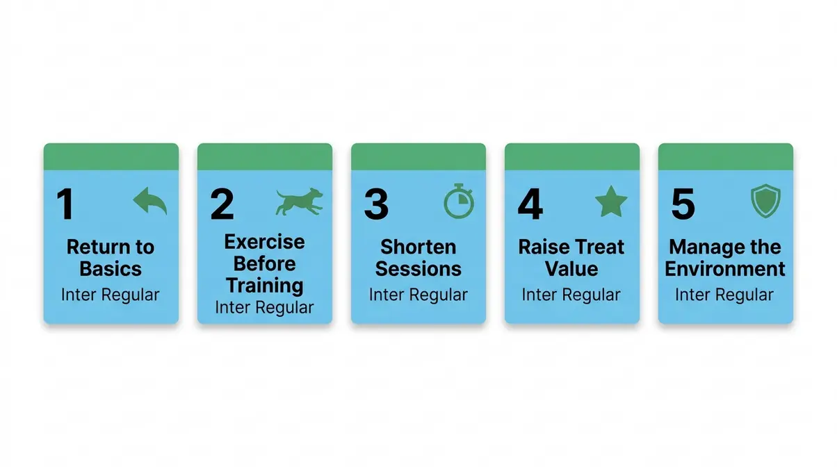 Infographic showing five strategies for managing Golden Retriever adolescence from 6 to 18 months