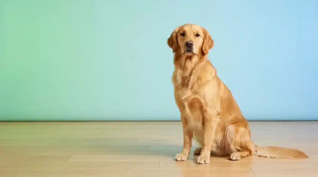 Healthy golden retriever representing relief from golden retriever allergies and skin conditions