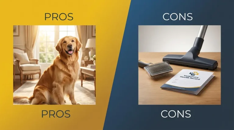 Pros and cons of golden retrievers including temperament, grooming, and health